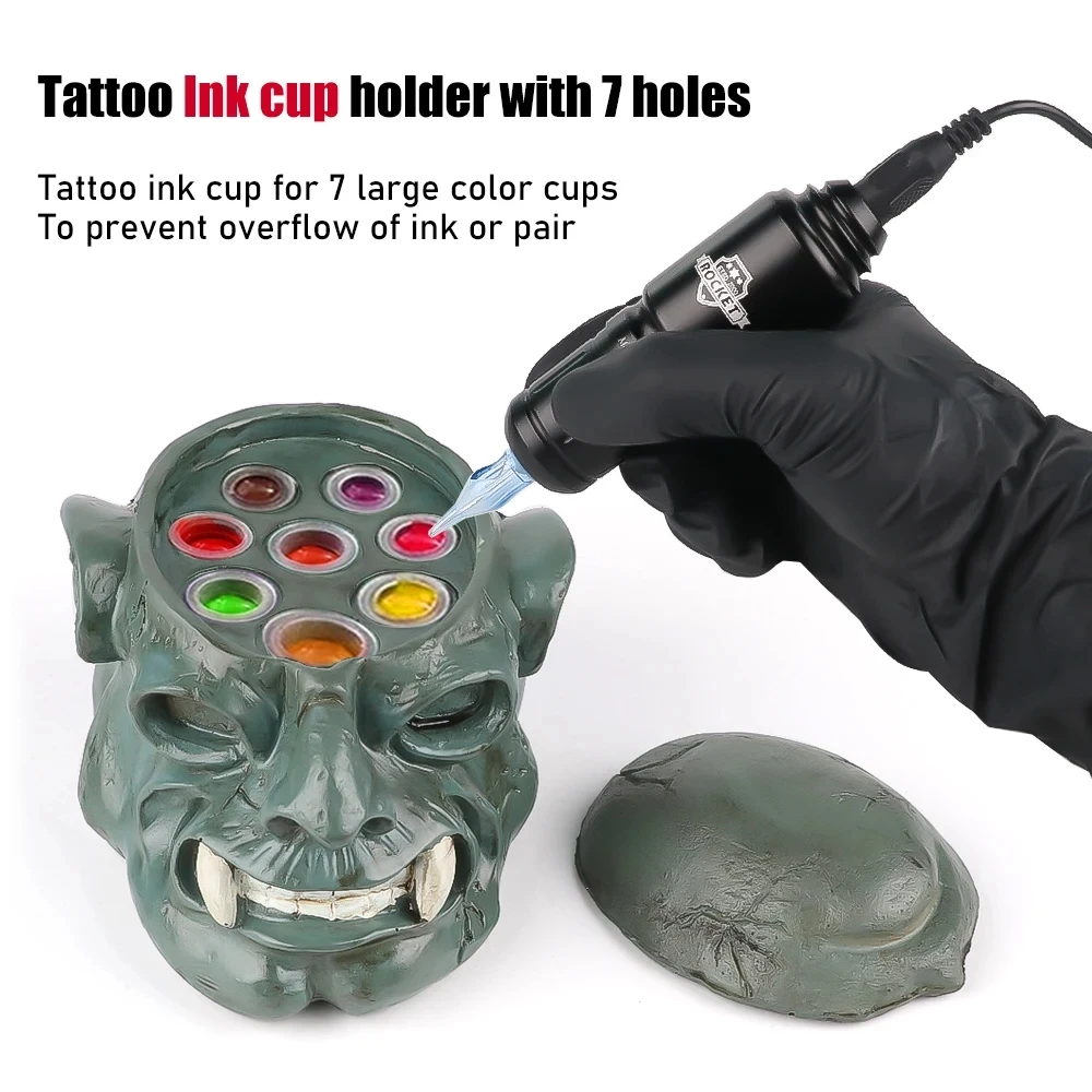 Tattoo Skull Ink Cup Holder Devil Vampire Horror Tattoo Pigment Container Holder Resin Makeup Pen Holder Stand Tattoo Accessory