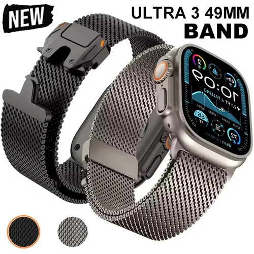 Correa de malla milanesa de acero inoxidable superior para Apple Watch Ultra 3 2 49mm serie 10 46mm 42mm 45mm 44mm pulsera Apple Watch Band