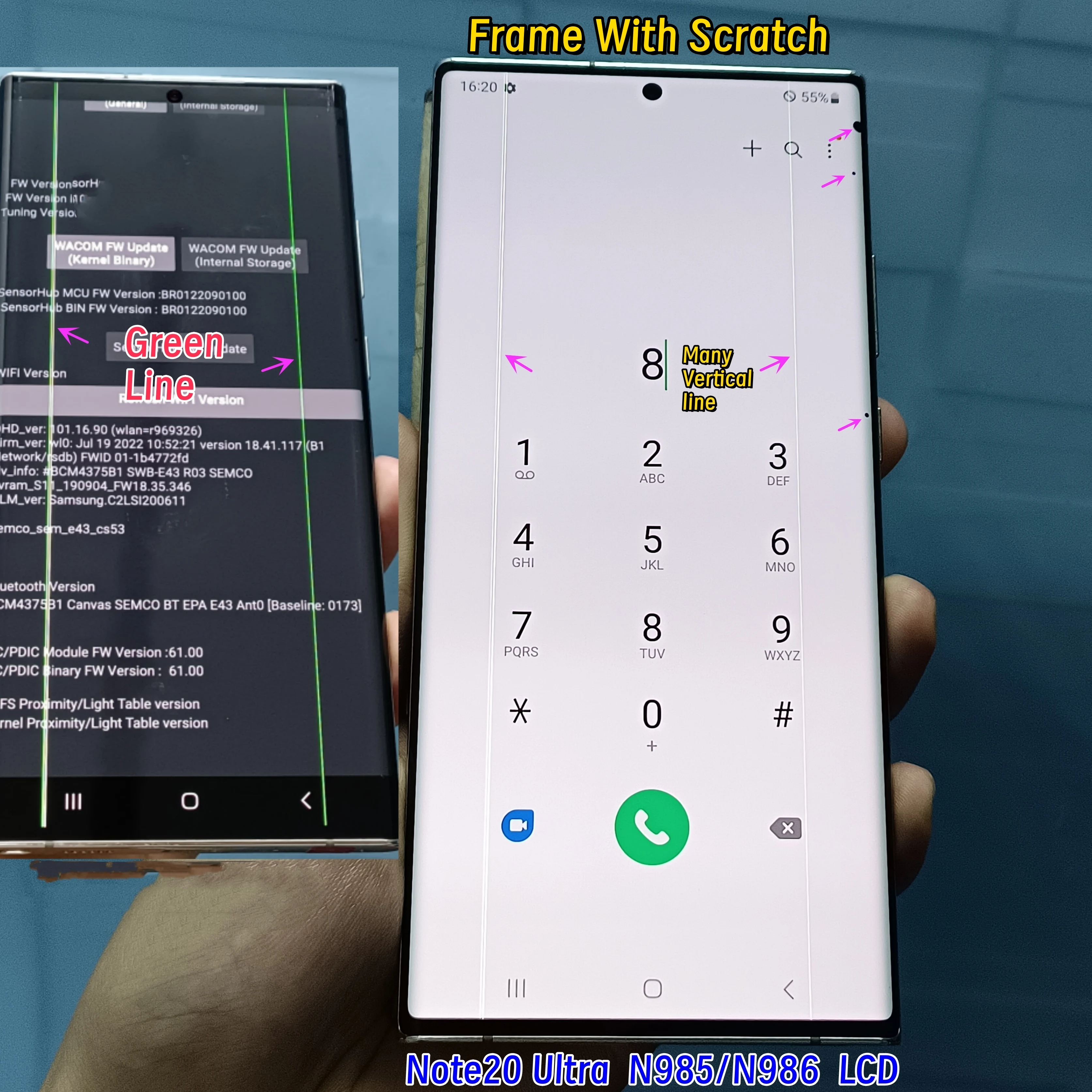AMOLED For Samsung Galaxy Note 20 Ultra 5G LCD Display N985F N986B N986U N9860 Touch Screen FOR Note20 Ultra Touch Panel Replace