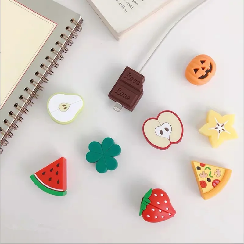 1pc Fruit Shape Cable Protector Cute Anti-breakage Data Line Protective Sleeve Mobile Phone Charging Cable Protector For iphone