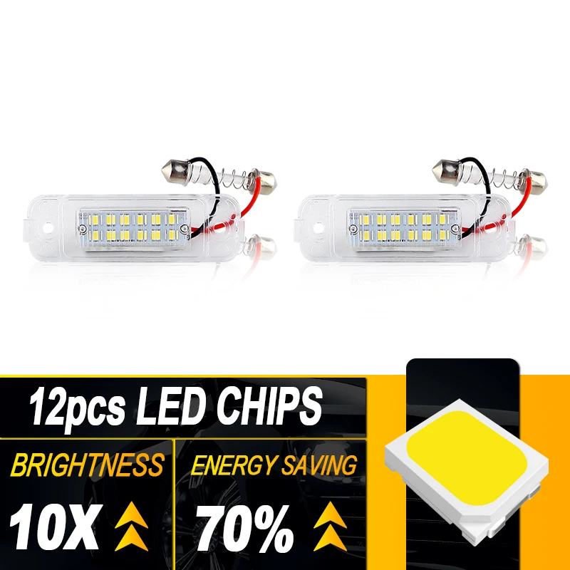 2Pcs No Error Canbus for Mercedes-Benz ML-Class W163 GL-Class X164 R-Class W251/V251 License Number Plate Light 12V White Lamp