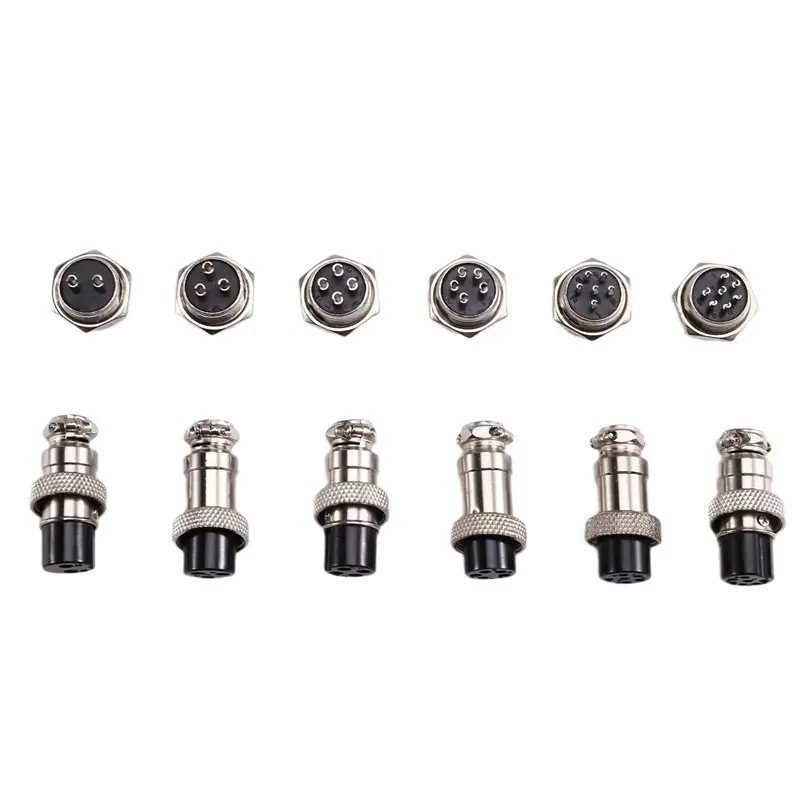 A93E-12PCS Aviation Plug Connector GX16 2 3 4 5 6 7Pin Docking Aviation Plug Socket Waterproof Circular Connector