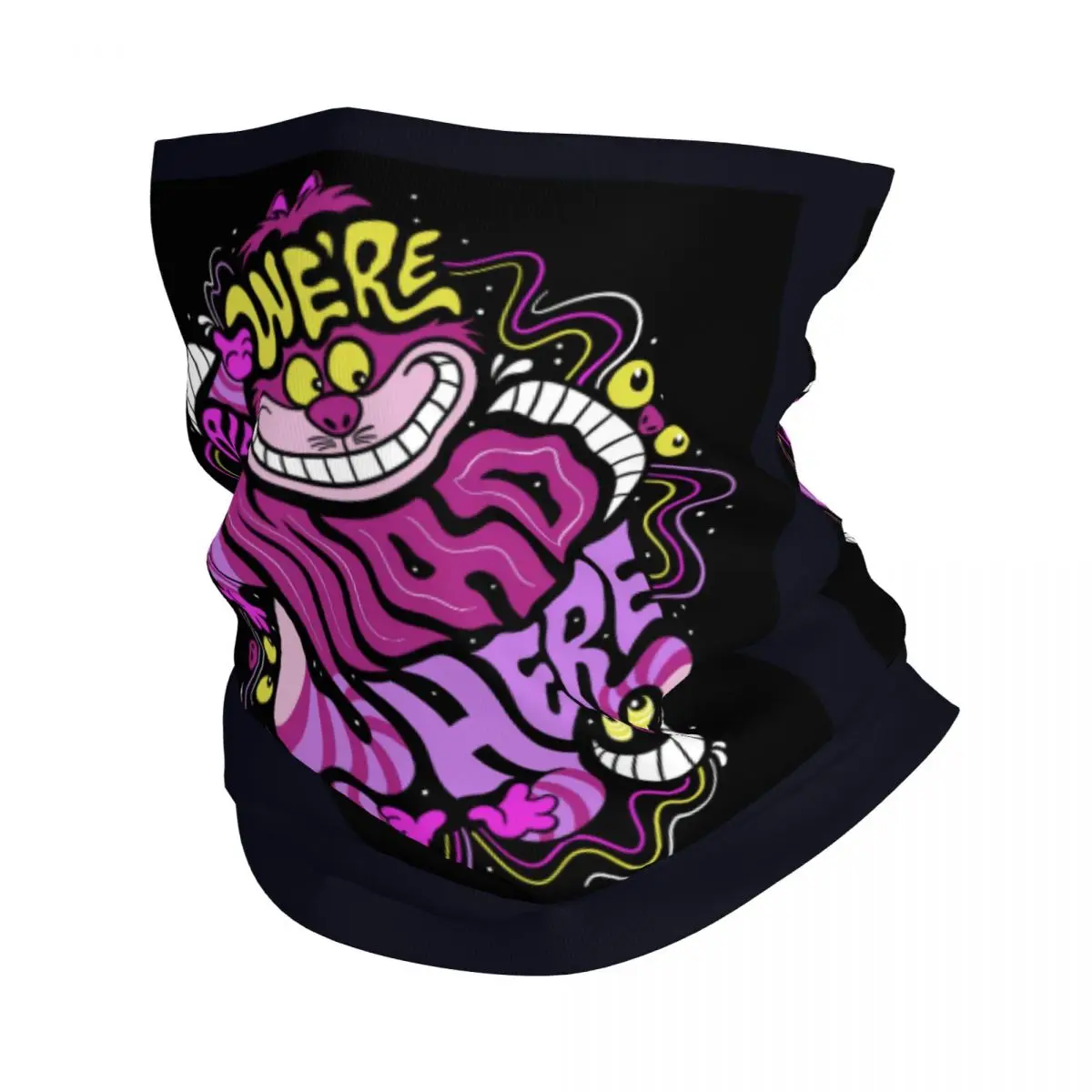 Custom Cheshire Cat Winter Headband Neck Warmer Women Men Ski Running Tube Scarf Face Bandana Gaiter