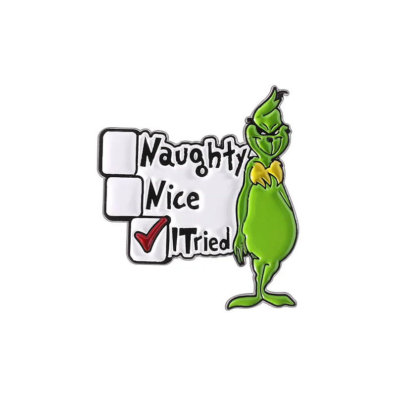 Pines Creative Green Hair Monster Broch Personalized Cross Border Letter Series Metal Accessories Painted Coat Badge Enamel Pins