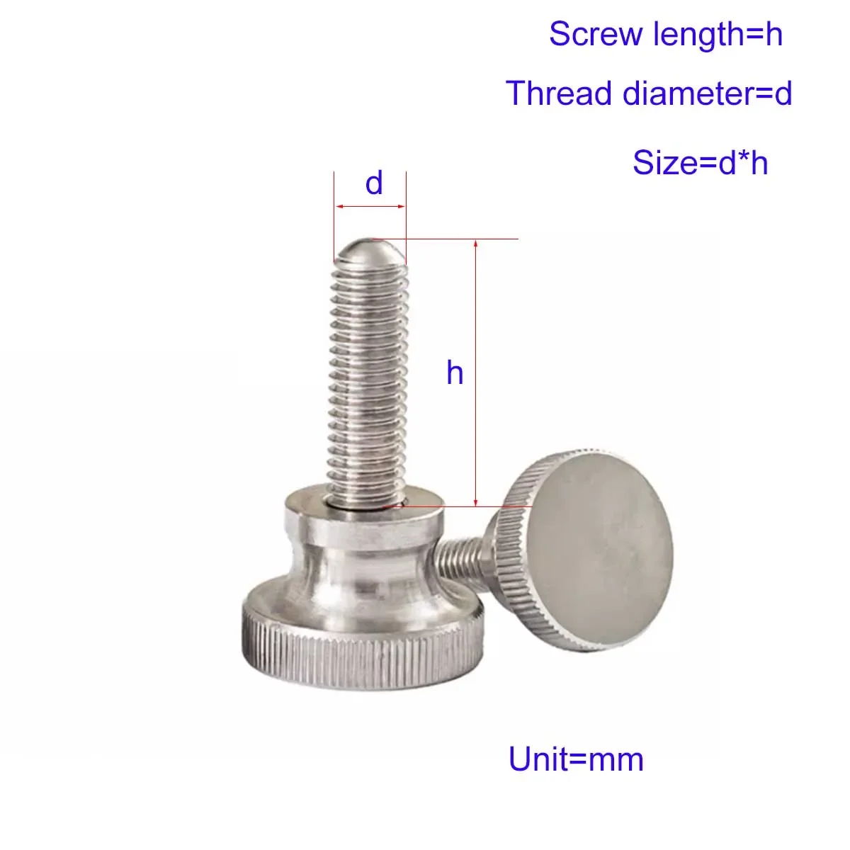 

304 Stainless Steel Knurled High Head Hand Twisted Screw, Double-Layer Step Bolt M2M2.5M3M4M5