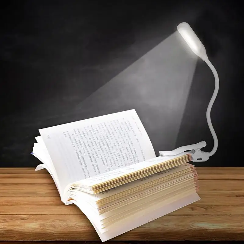 7 LED Book Light Clip on Reading Light, Portable Music Stand Light, Touch Switch USB Clip Light, Eye Caring, 3 Levels Dimming