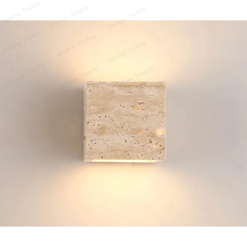

Cuboid Stone LED Wall Lamp 3000K Parlor Bedroom Stairs Aisle Corridor Creative Lighting Fixtures Indoor Sconce