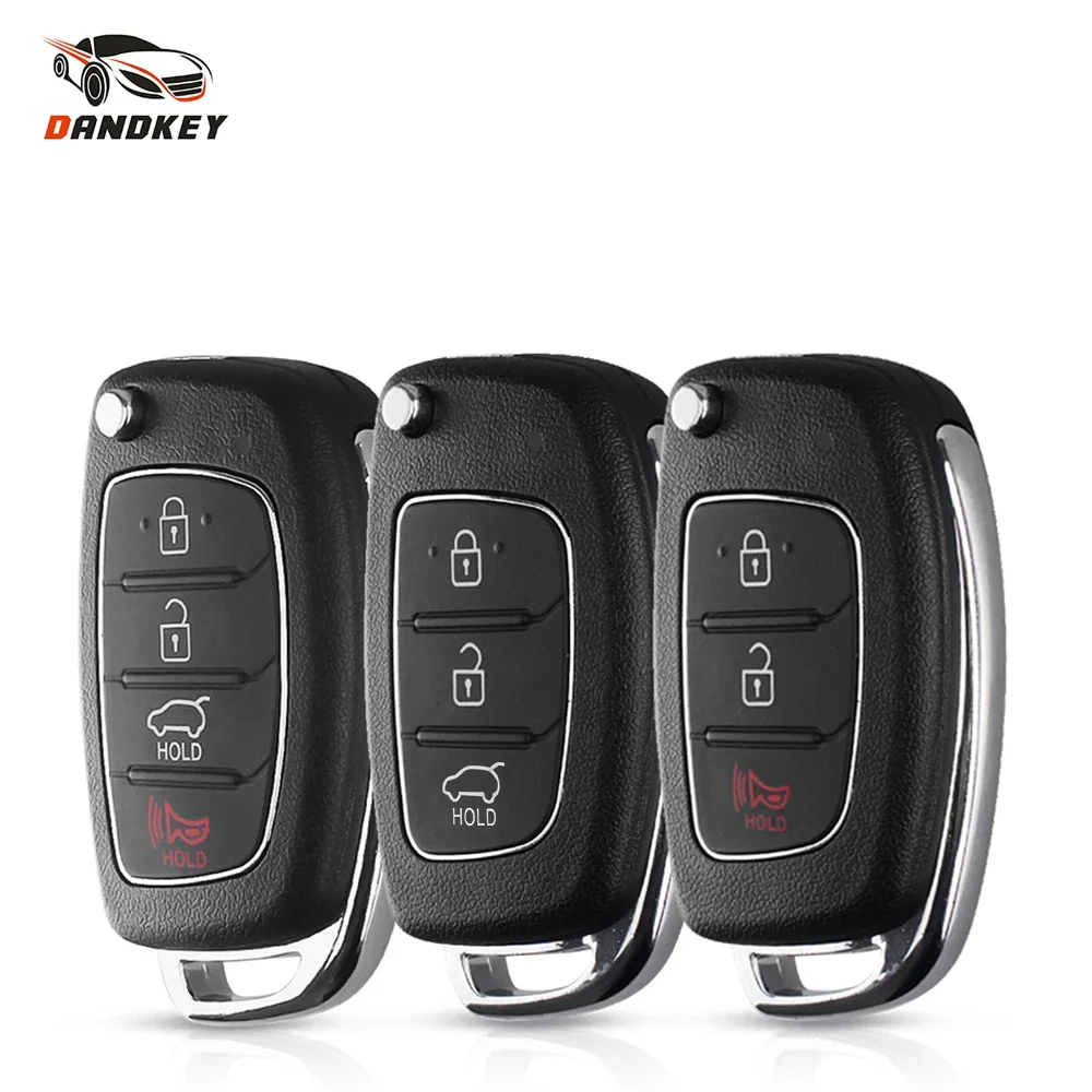 Dandkey 3 Buttons Remote Smart Flip Car Key Shell Case For Hyundai IX45 I30 Accent Elantra Solaris Sonata Tucson Santa Fe