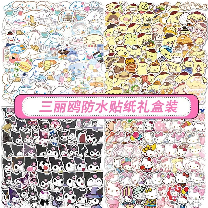 

Sanrio Kuromi Cinnamoroll My Melody Pompompurin Hello Kitty Waterproof Scrapbooking Stickers Cute Cartoon 63pcs Stickers Gift