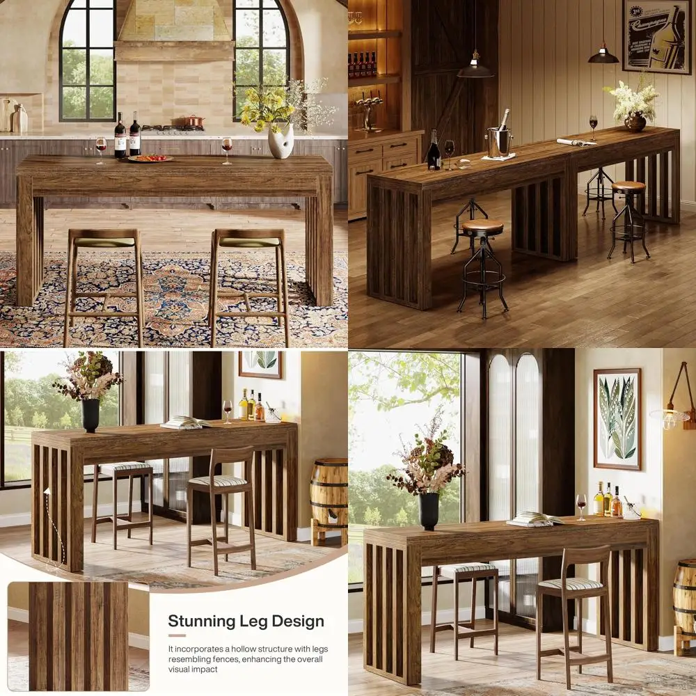 

Стол-стойка для бара высотой 63 дюйма, цвет рустик-коричневый, подходит для кухни, столовой, бистро, ресторана