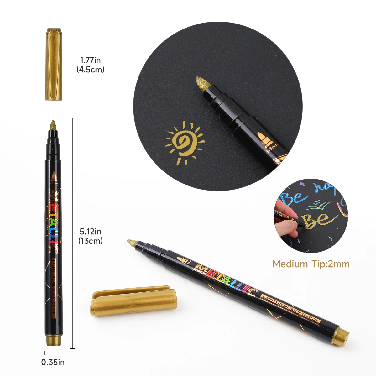 8/12pcs Metallic Markers Pens, Medium Tip Metallic Markers for Card Making,Painting, Scrapbook Crafts, DIY Photo Album