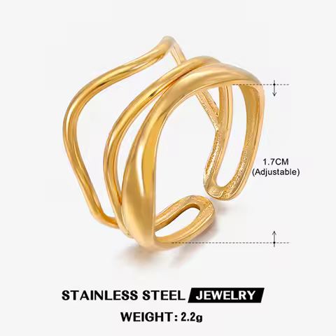 Stainless Steel Minimalist Open Rings for Women Three Layers Metal Line Wedding Aesthetic Ring Designer Jewelry Accessories