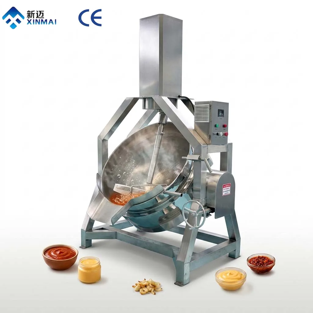 Large Semi-automatic Planetary Stirring Frying Pan Automatic Steam Heating Fish Shrimp Eggs Meat Jacketed Cooking