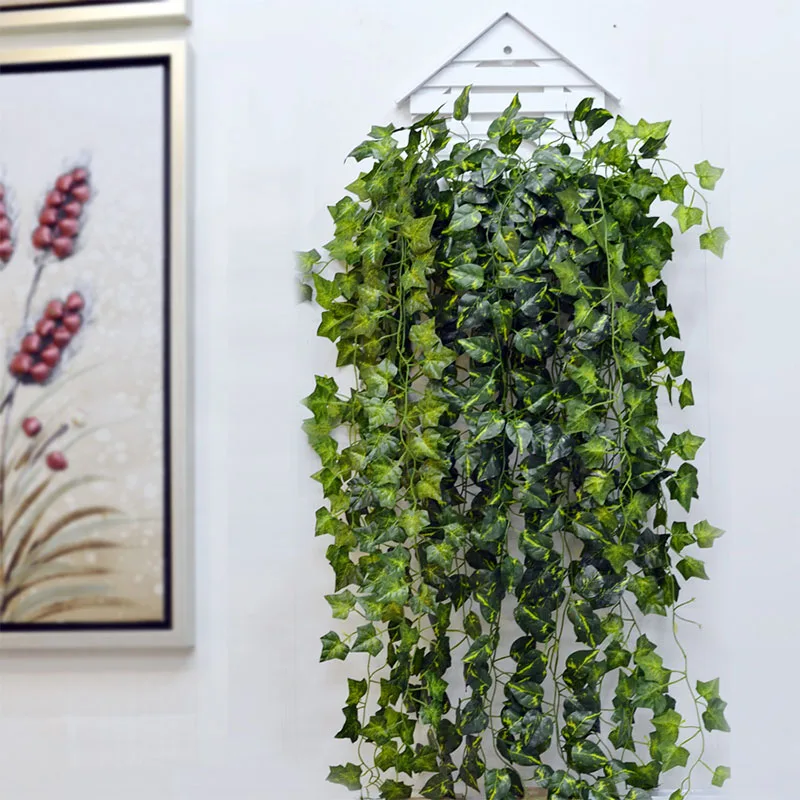 

2.3m Artificial Green Leave Garland Plants Vine Plastic Ivy Leaf Fake Foliage Rattan String Wedding Party Home Garden Decoration