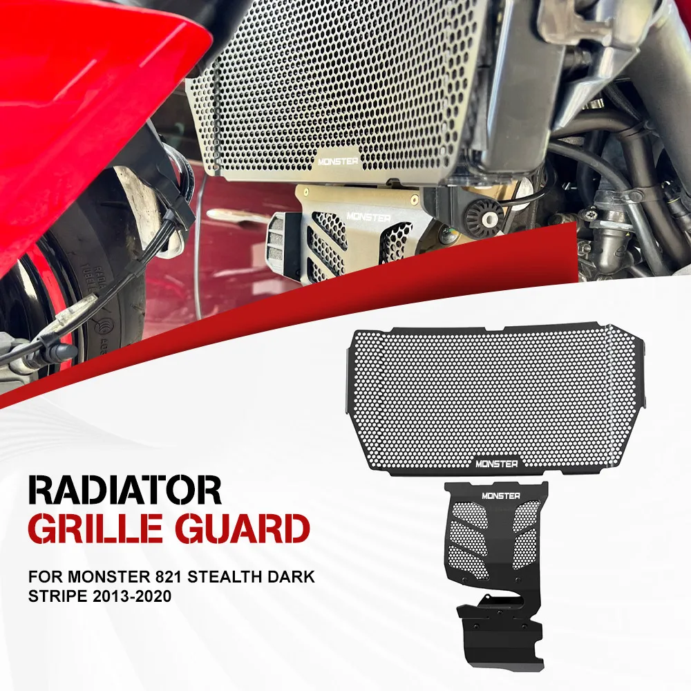 

FOR Ducati Monster 821 Stealth Dark Stripe 20013 - 2017 2018 2019 2020 Radiator Grille Guard Cover Oil Cooler Guard Engine Guard