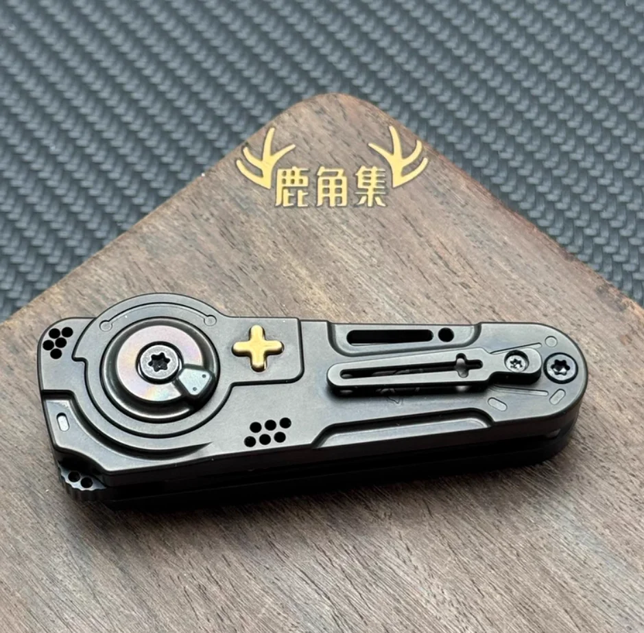 Used EDC SUGAR Dimension Cutting Obsidian Black Titanium Spinner Fingertip Gyroscope Decompression Toys