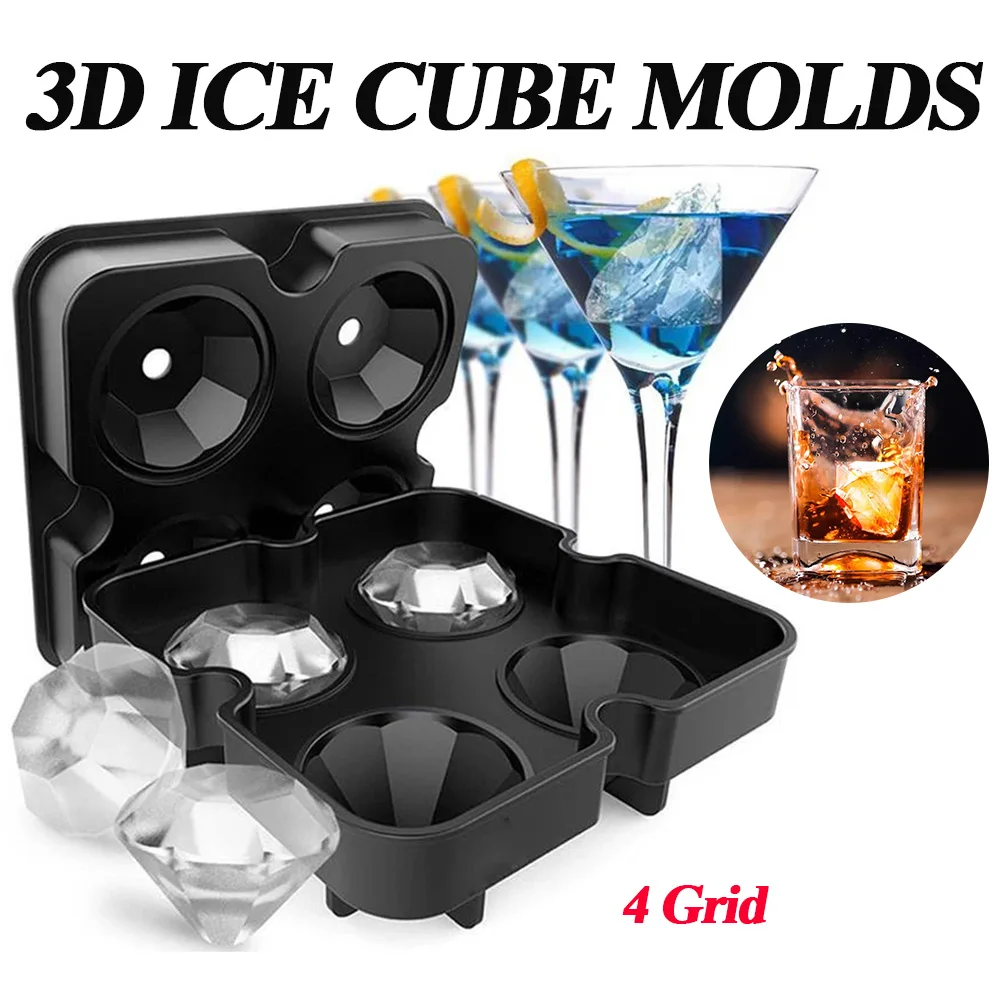 Kreative 3D-Silikon-Eiswürfelform, Eiswürfelform für den Gefrierschrank, leicht zu lösende Eiswürfelformen für Whisky, Cocktail, Schokolade
