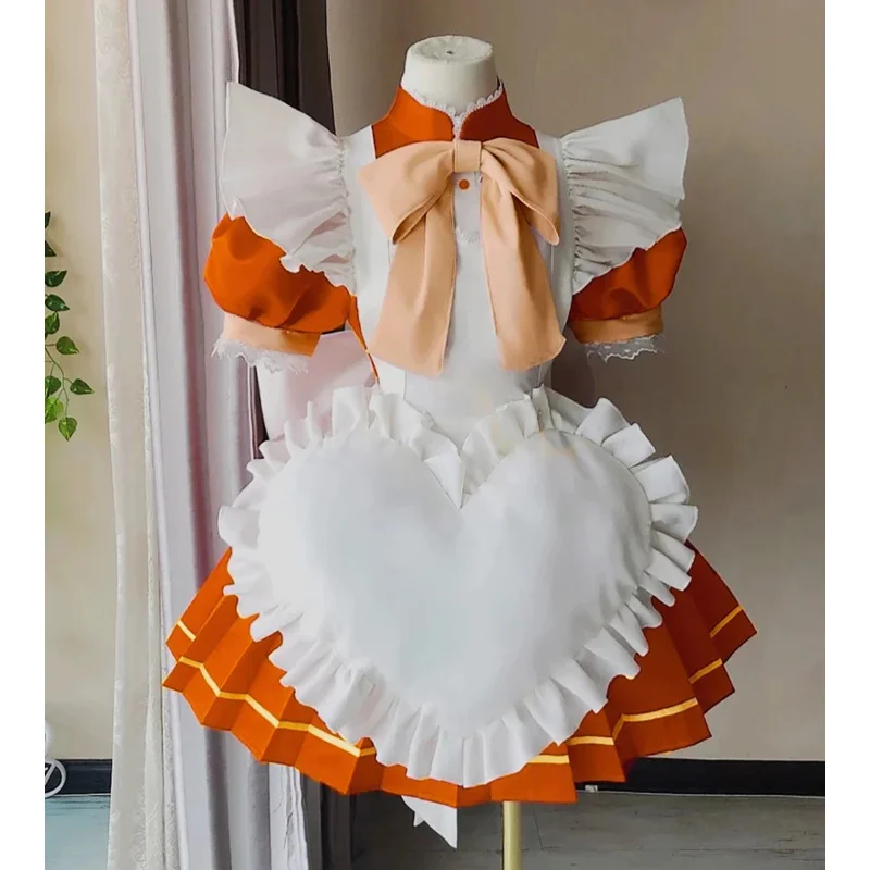 

Anime Fuon Purin Cosplay Cute Orange Maid Dress Activity Role Play Clothing Halloween Party Set Costume eo]5