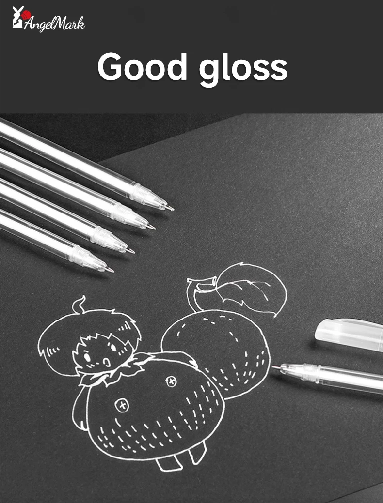 Weiß Gold Silber Klassischer Highlight-Stift, glänzende Nachfüllung, Malmarker, Zeichenstift, Schulbedarf, Stift + Nachfüllset, Gelstift – Detail 8