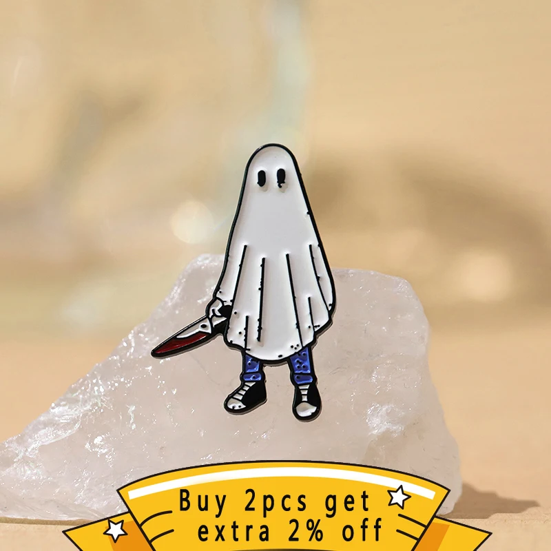 Strike Gently Co Trick Or Treat Enamel Pins Custom Ghost Brooches Lapel Badges Halloween Jewelry Gift For Kids Friends