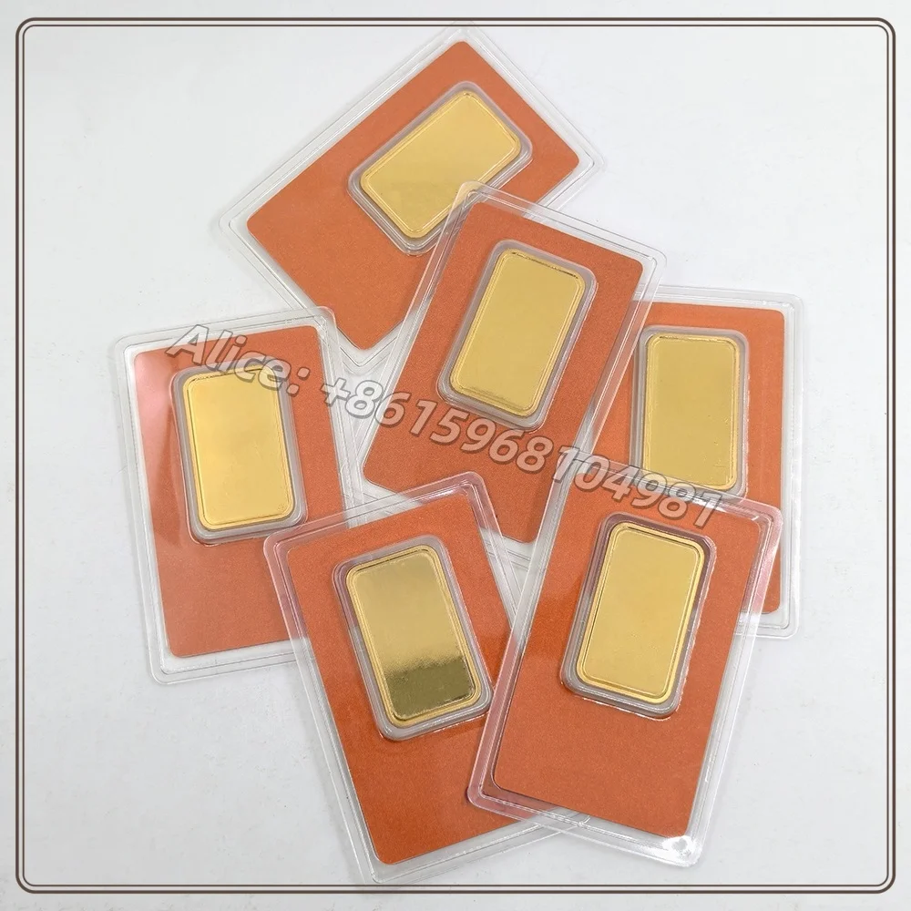

New VS 1oz/5g/20g Copper Bar Gold Plated Bullion Ingot Non-Magnetic With Different Serial Number Sealed Packing Craft