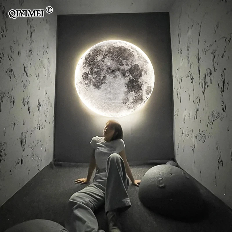 Lámpara de pared de Luna LED moderna, Mural minimalista, iluminación interior para dormitorio, Fondo de pared, sala de estar, luces decorativas de