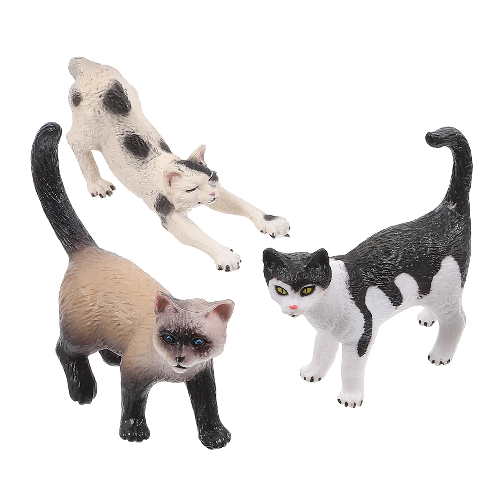 

3 Pcs Cat Model Mini Figurines Ornaments Small Animals Abs Planter Figure Decor