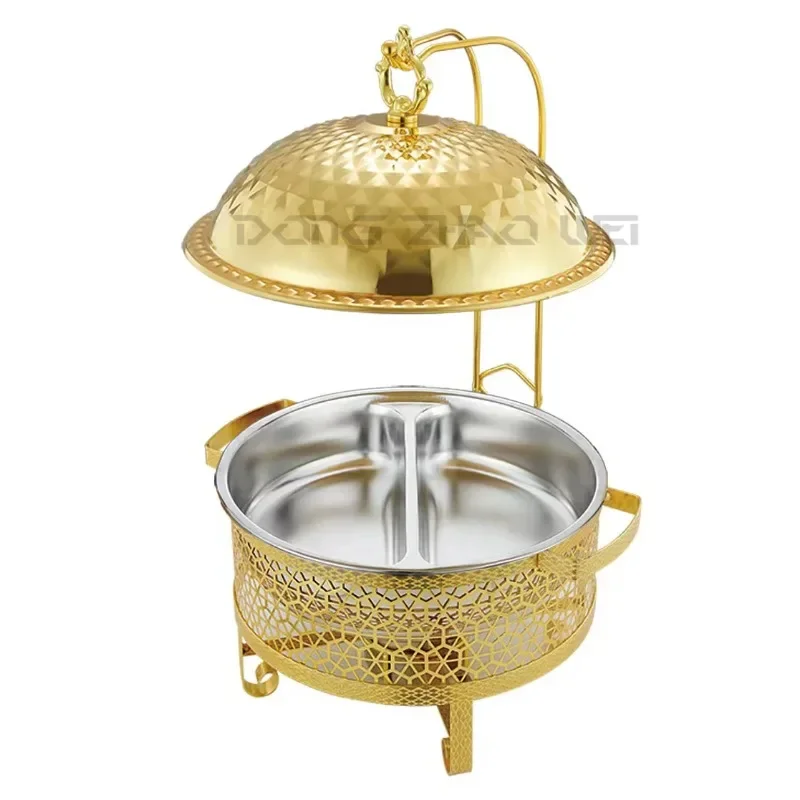 

Other hotel Chafing dish With Lid Holder Food Warmer Des Cover 8.0L Golden Four-Leaved Clover Chafing Dish