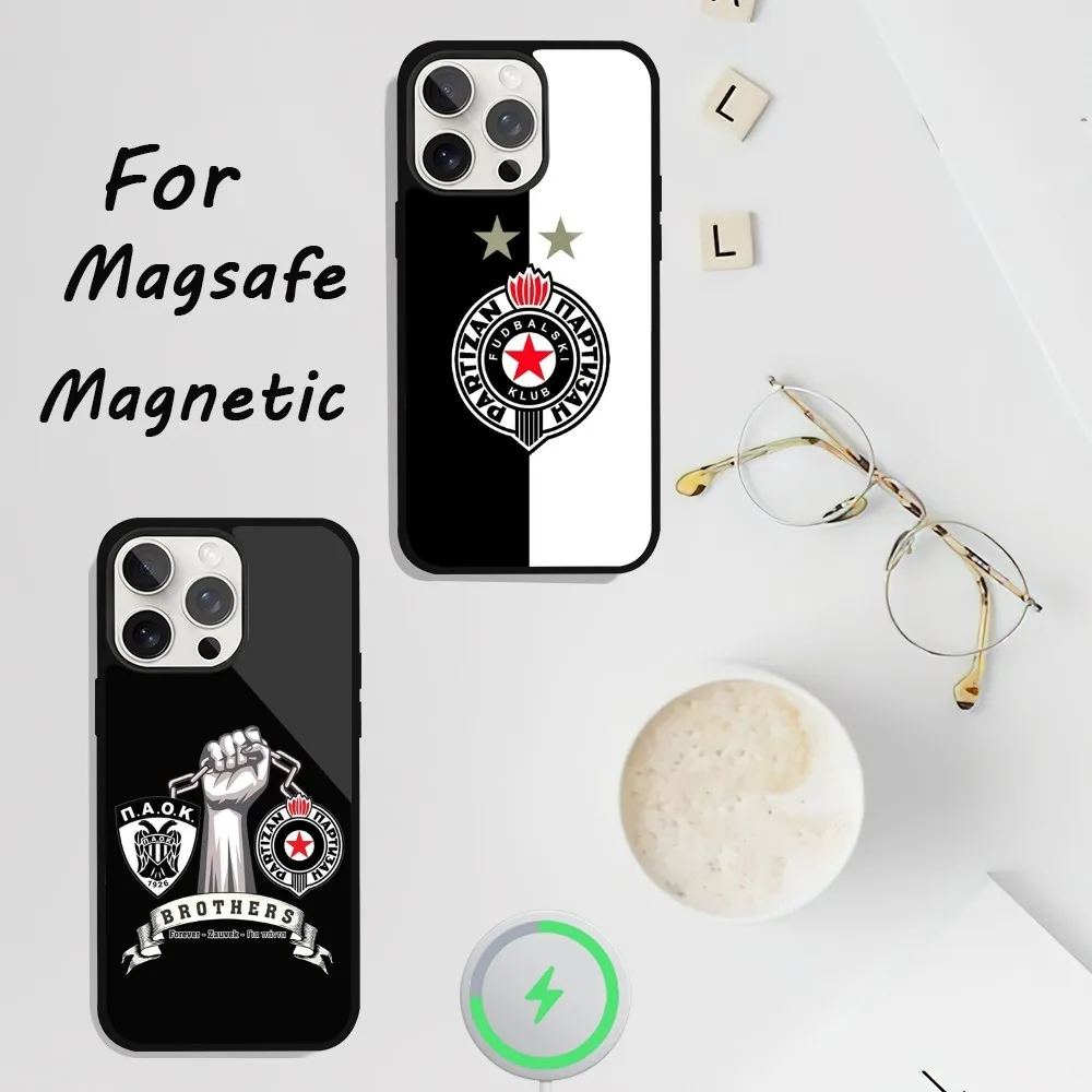 Partizan Beograd Phone Case For iPhone 11 13 12 14 15 Plus Max Pro Magsafe Magnetic Wireless Charging shell