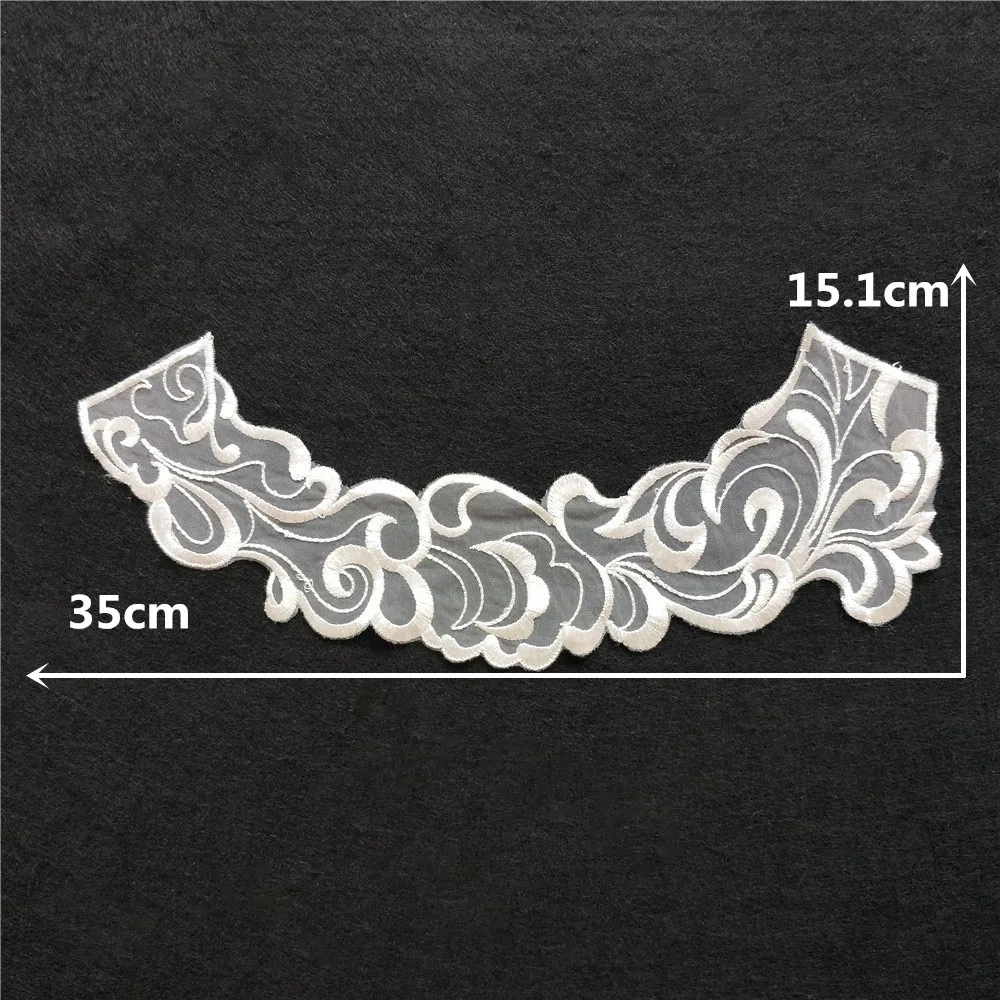 Black and white lace embroidery fake collar sewing applique craft supplies fabric DIY clothing accessories 1 piece for sale