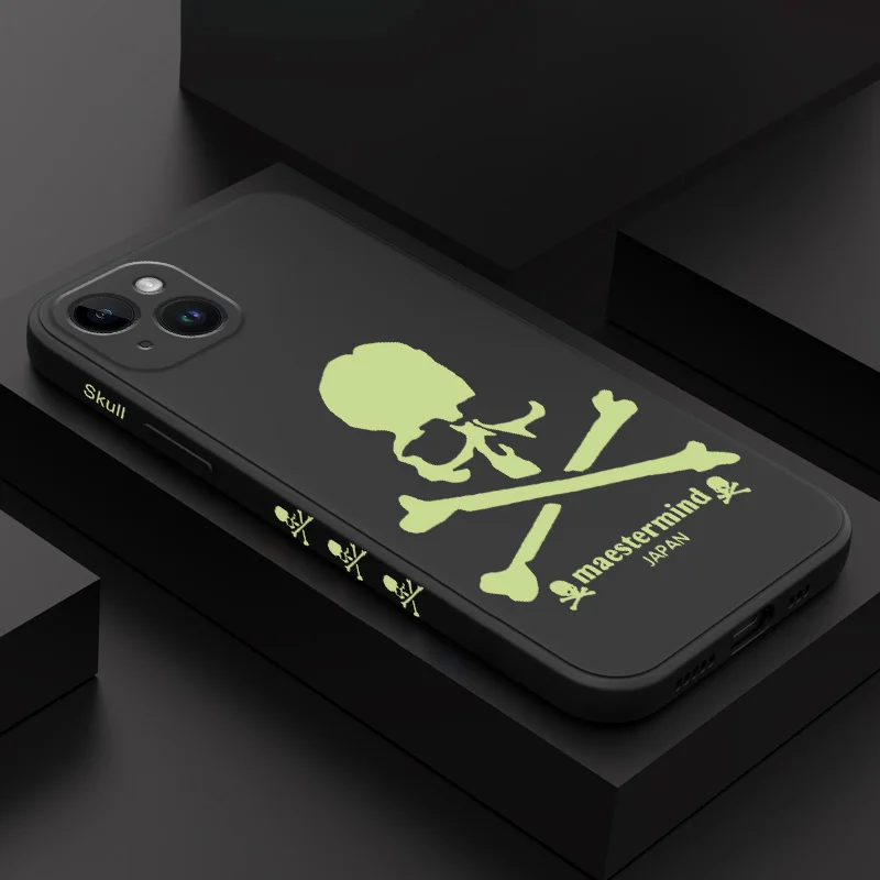 Fluorescent Skull Phone Case For iPhone 16 15 14 13 12 11 X XR XS SE2 SE2020 8 7 6 6S Plus Pro Max Mini Silicone Cover