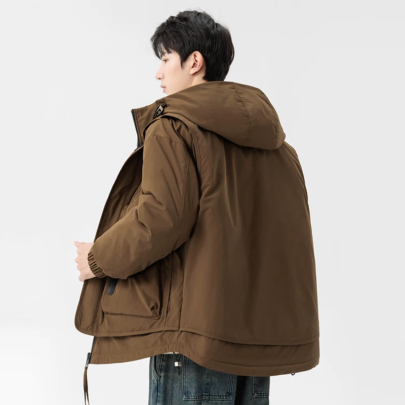 Men's Winter Puffer Jacket Thickened White Duck down Hooded Mountain Series Warm Couple's Outerwear Loosely Fit Chinese Brand