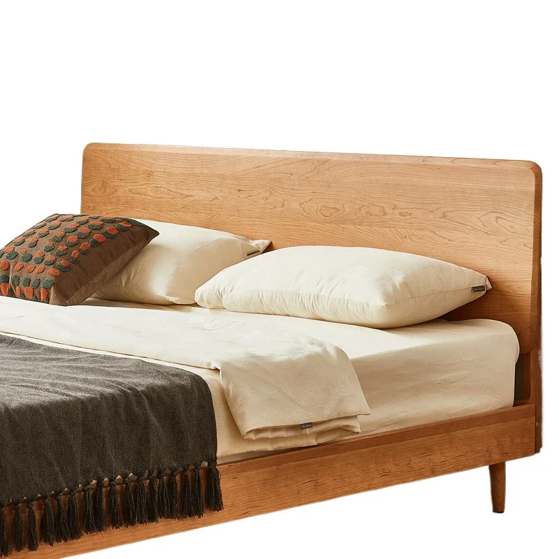 

Nordic home master bedroom solid wood Japanese 1.5 meters cherry wood simple modern single 1.8 all solid wood double bed