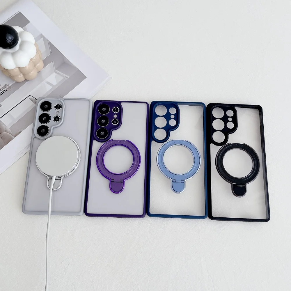 Casing Ponsel Untuk Xiaomi Redmi Note 14 14Pro 13 14ProPlus Pro+ Mewah TPU Transparan Akrilik Penyangga Magnetik