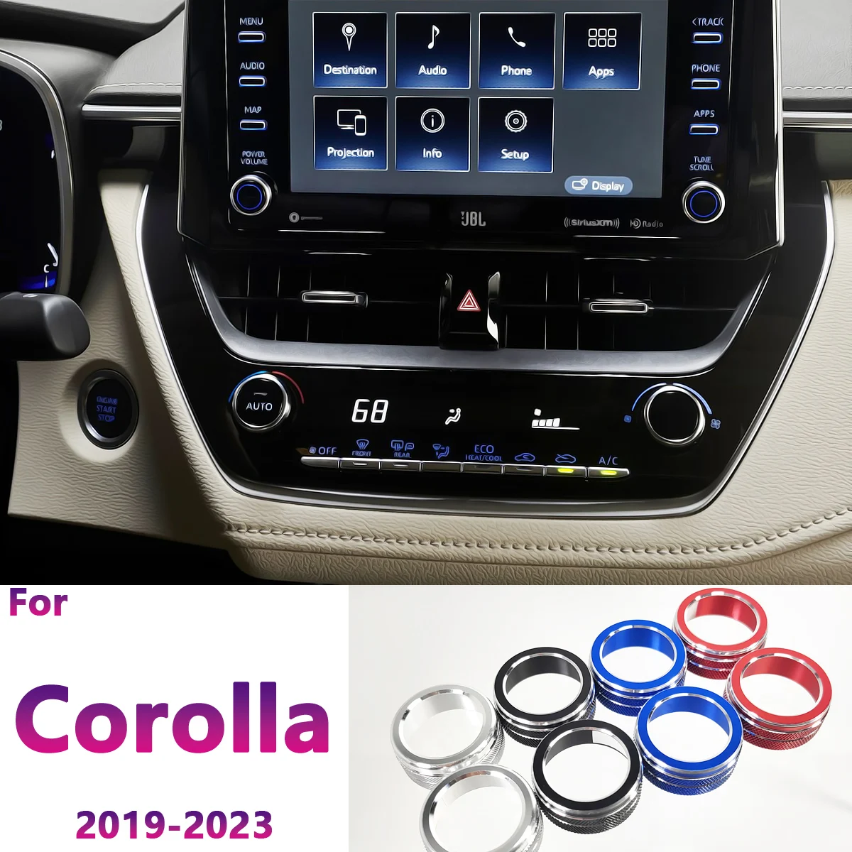 トヨタカローラ 2019 2020 2021-2023 エアコンスイッチノブトリムサウンドスイッチリングトリム AC コントロールトリムカーアクセサリー