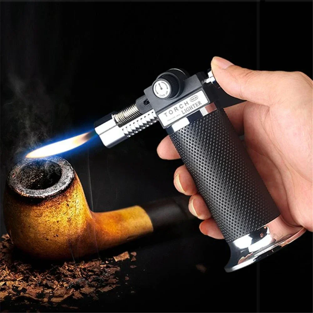 Dual Fire Lighter Adjustable Welding Torch Spray Gun Jet Flame Lighter Kitchen Cooking Outdoor BBQ Windproof Metal Cigar Lighter