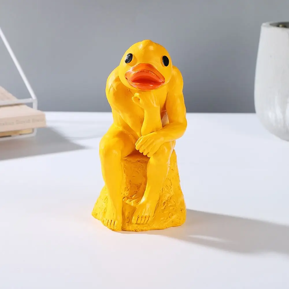 Resin Thinking Duck Statue Sensory Toy Ornaments Duck Yard Decorations Ins Crafts Funny Animal Decorations Kids Birthday Gift