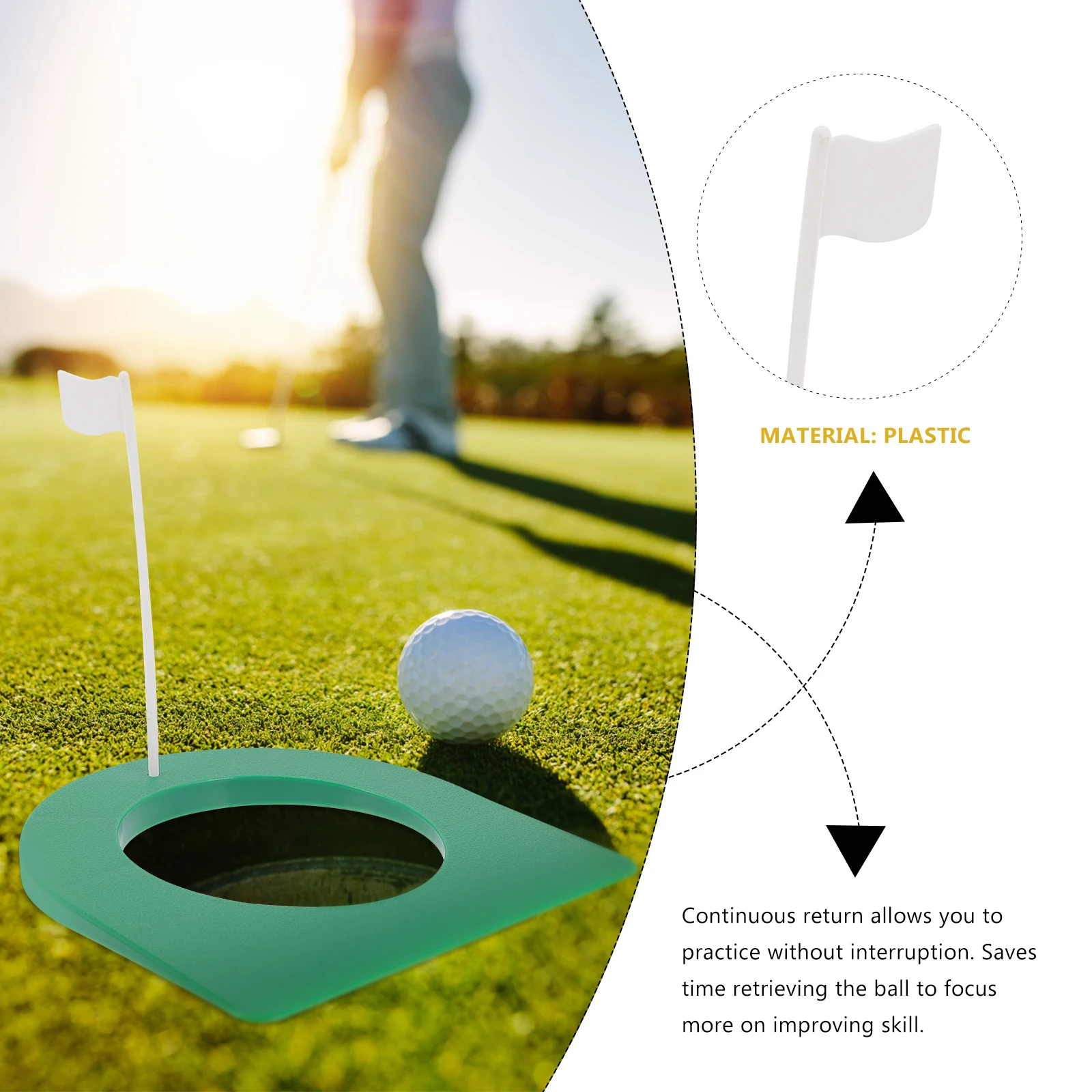 

2 Sets Plastic Putting Cup Golf Training Aid Indoor Outdoor Lightweight Portable Putting Tool Flat Surface Design Continuous