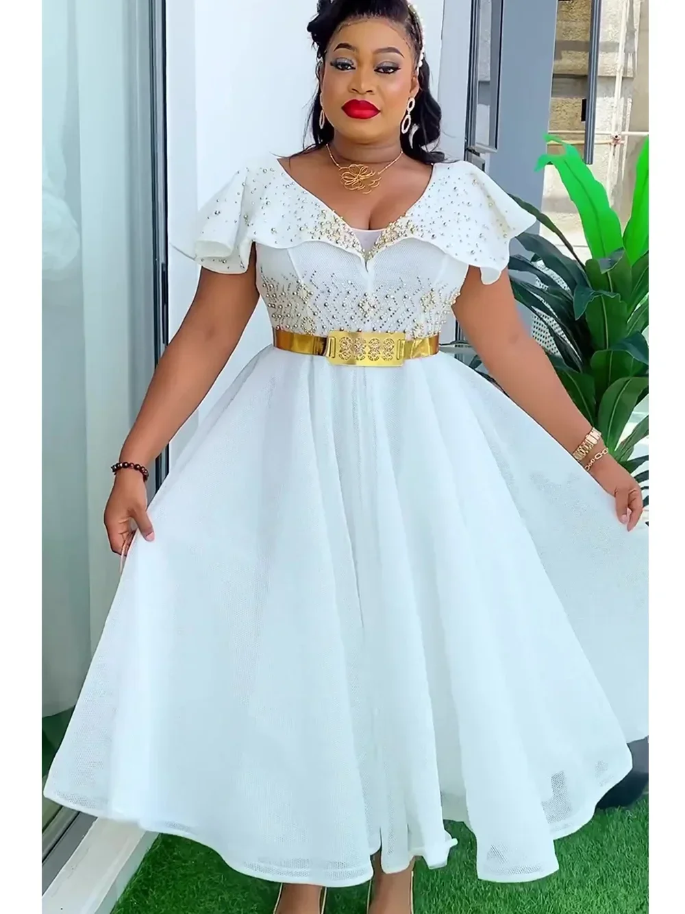 Plus Size African Wedding Party Dresses for Women 2024 New Dashiki Ankara Evening Gown Elegant Turkey Outfit Robe Africa Clothes