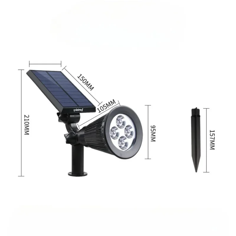 Outdoor Solar Spotlights Ground-plugged Lawn lamp LED 4Bulbs IP65 Waterproof Garden Stone Decorative Lamp tree-expanding light
