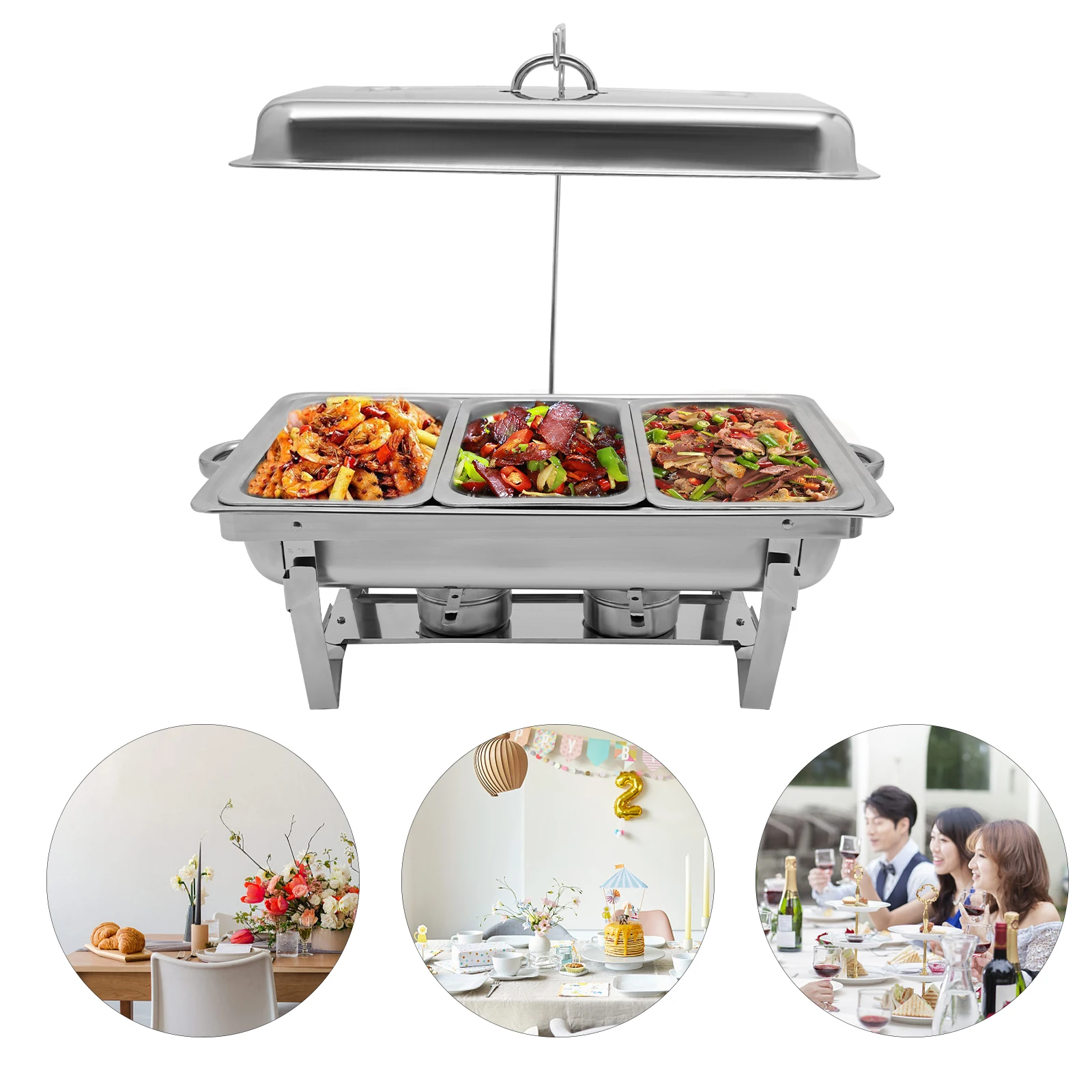 9L Stainless Steel Food Warmer Chafing Dish Heat Tank Buffet Catering Party Set Serving Warmers Pans Dishes Trays Catering ﻿