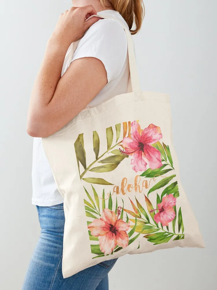 Aloha Tropical Hawaiian Floral Watercolor Tote Bag free delivery bags the tote bag bag for beach shopping trolley