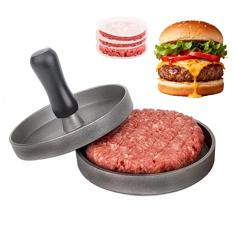 

BOLTIFY Burger Press Non-Stick Hamburger Patty Maker with Wax Paper Aluminum Burger Maker for Kitchen BBQ Grill