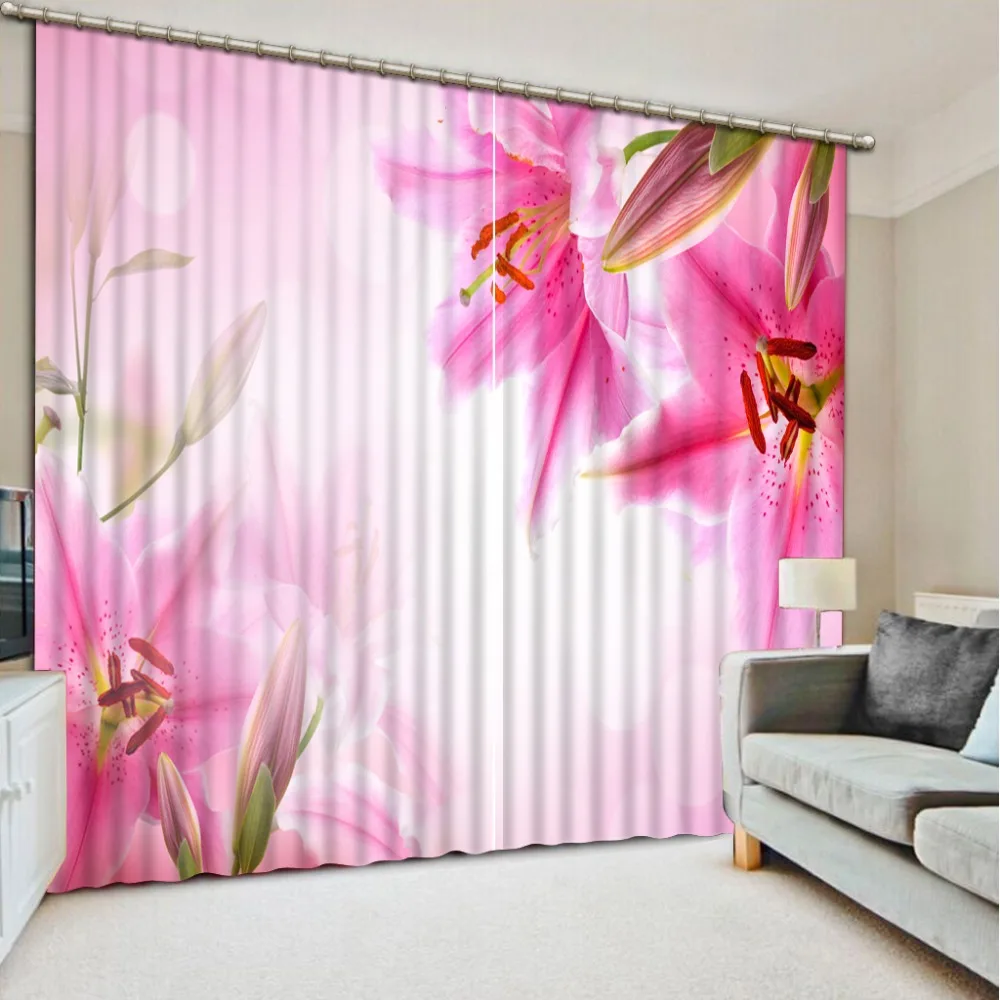 

Photo Window Curtains Living Room Curtain pink flower curtains 3D Printing Modern Fashion Home Decor