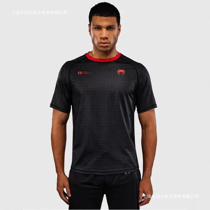 t-selling 3D-printed men's loose sportswear casual fitness running short-sleeve top with breathable fabric