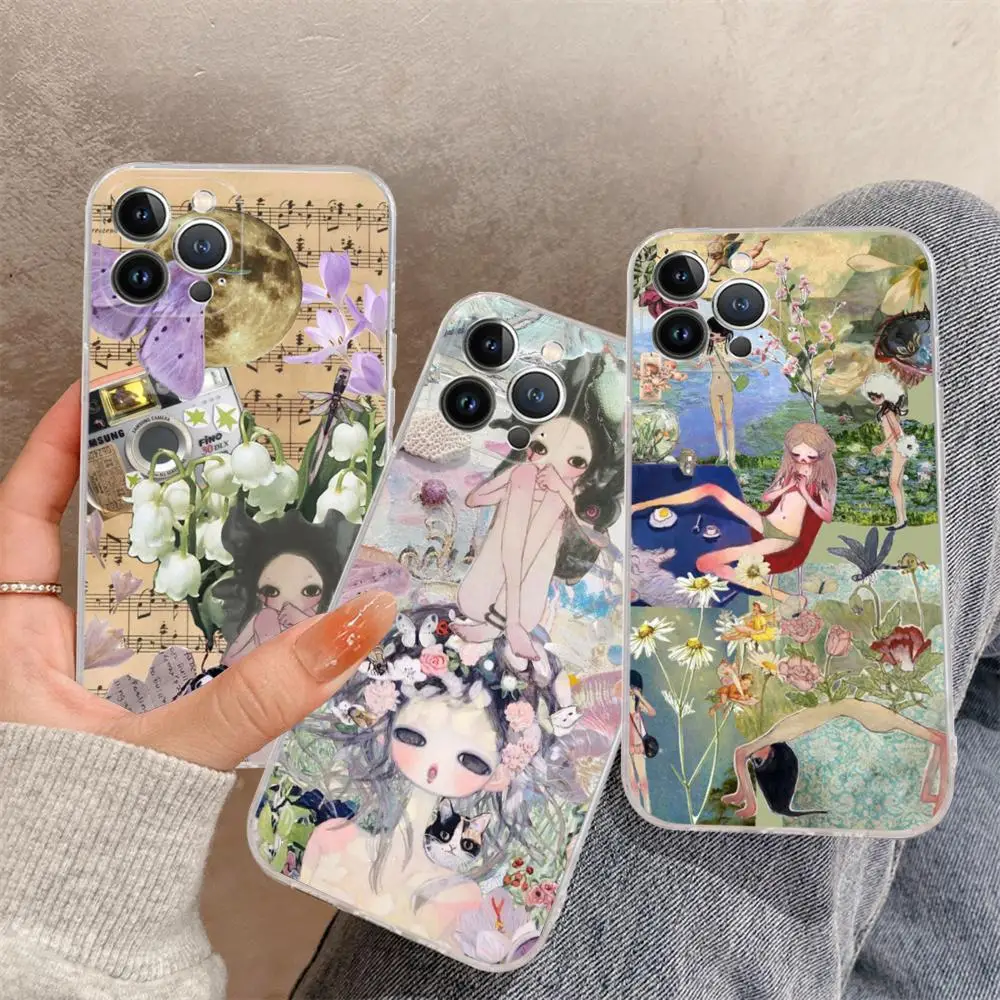 Aya Takano Paint Phone Case For iPhone 15 14 11 12 13 Mini Pro XS Max Cover 6 7 8 Plus X XR SE 2020 Funda Shell