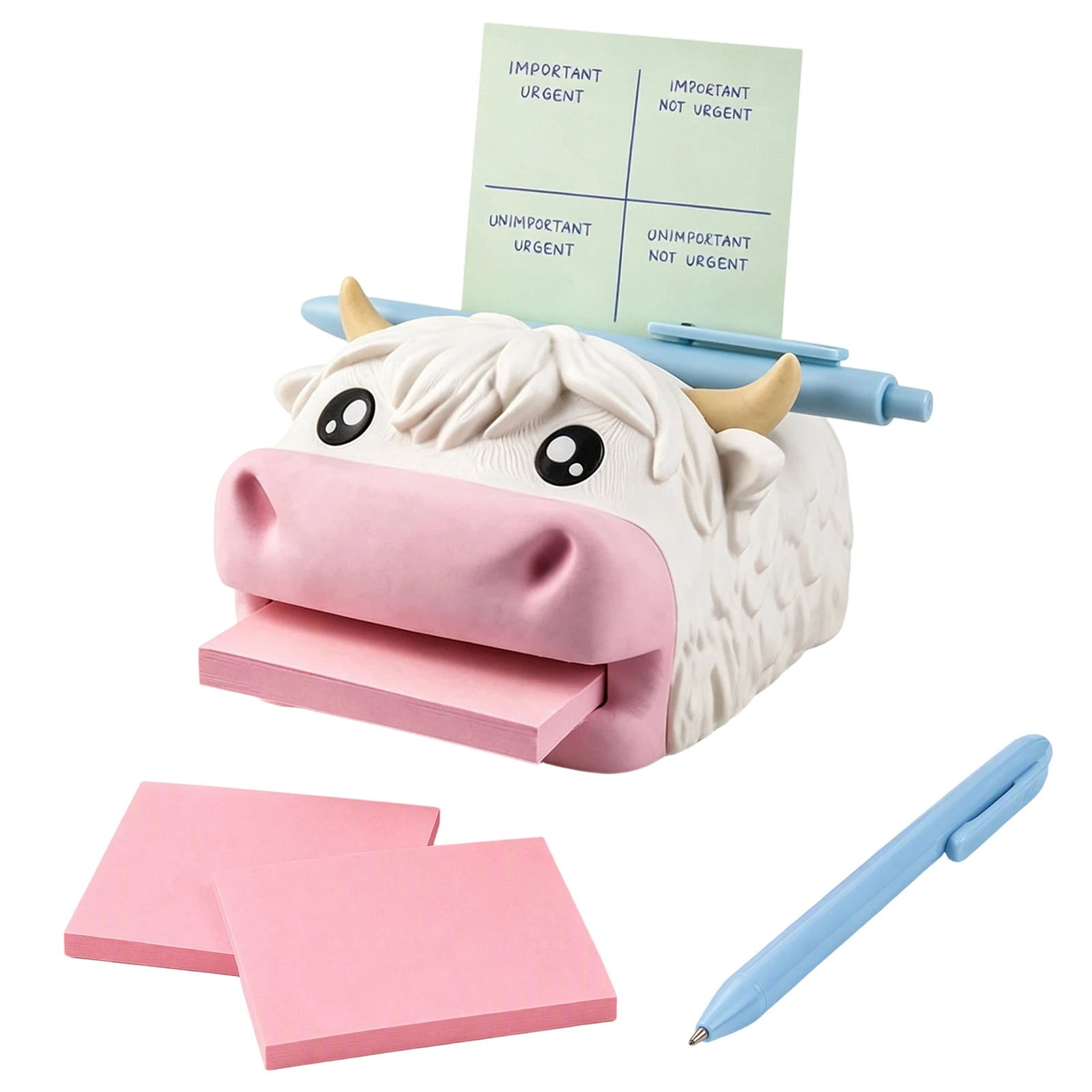 Cute Frog Sticky Note Holder Desk Organizer with Pen Slot 3x3 Sticky Notes Dispenser