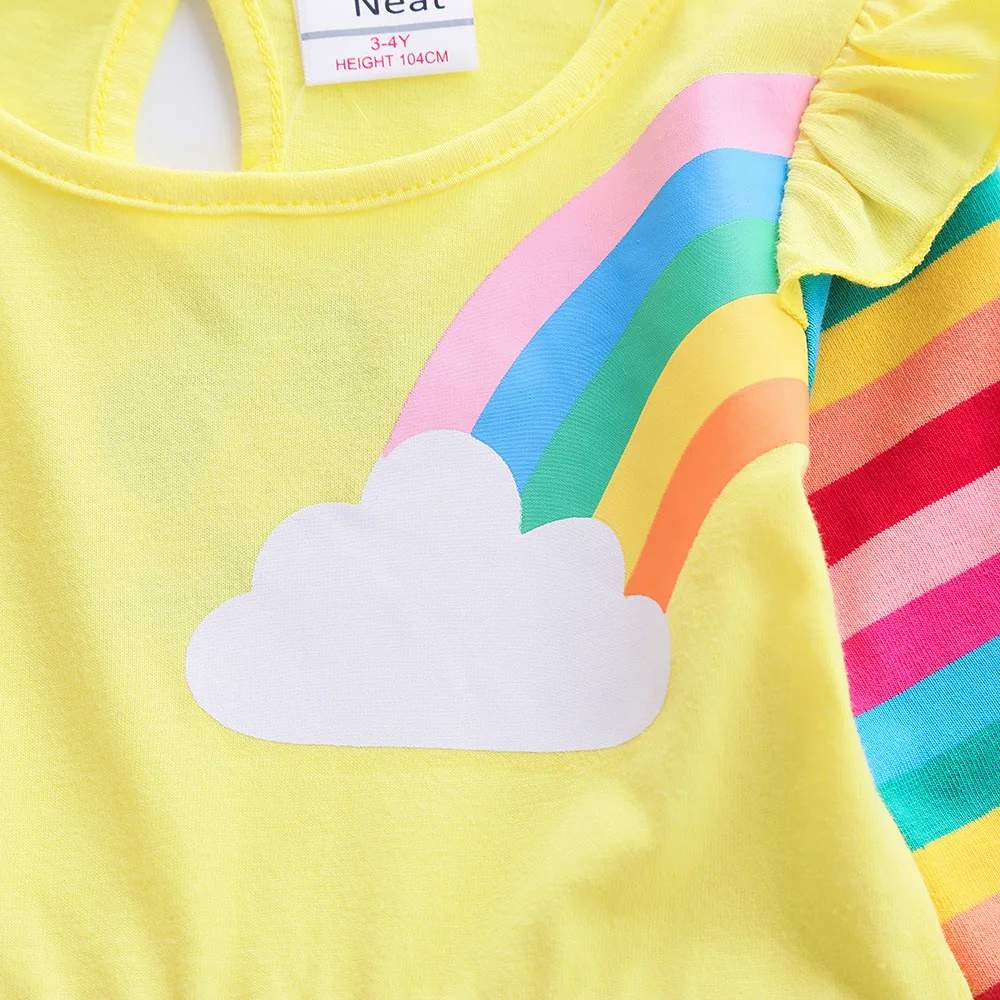Langärmliges Einhornkleid für Mädchen, Herbststickerei, zwei Taschen, Regenbogenärmel, 81035 – Detail 33
