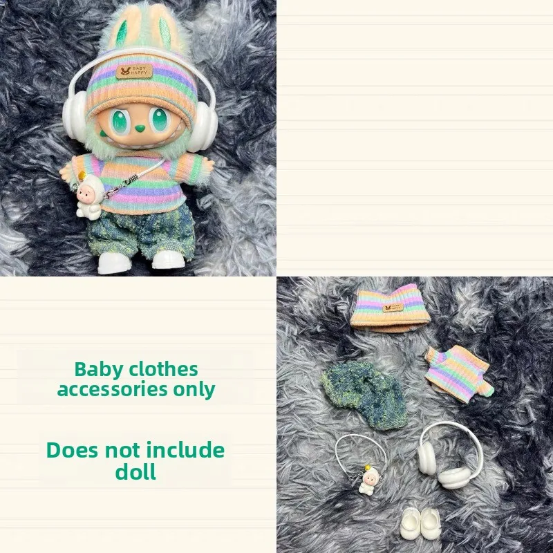 Farblich gestreifte Babykleidung Calm Hope Green Qing Ti Guo La Bubu Kleidung Regenbogenanzug
