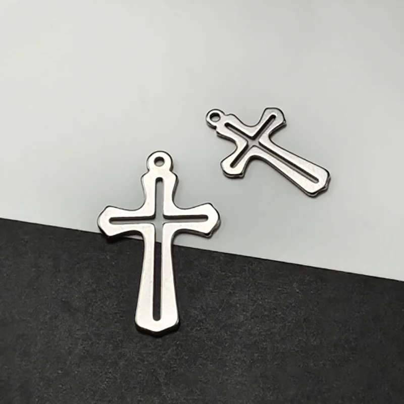 Pure Titanium Smooth Surface Simple Hollow Cross Pendant Pendant Zipper Head DIY Handmade Material Necklace Bracelet Decoration